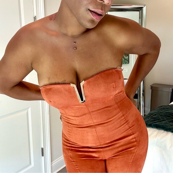 JLUXLABEL Orange Strapless Jumpsuit - Picture 2 of 6